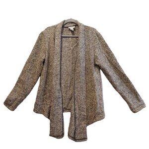 Two Wishes Sweater open Cardigan Womens M Gray Black Wool Blend Warm high low Ca